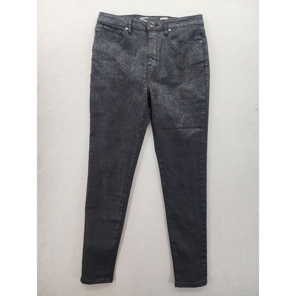 Seven7 Ultra High Rise Skinny Jeans Black Snakeskin Animal Print Pants Size 10